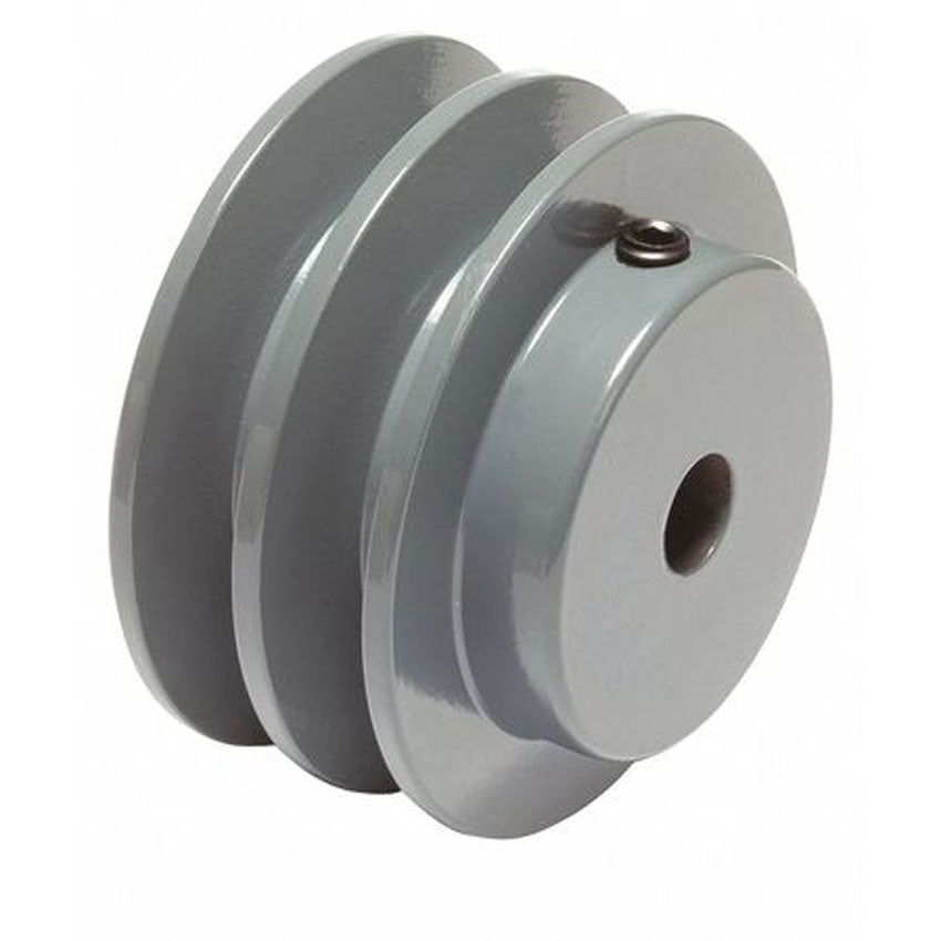 2AK22 1/2" Bore Solid Sheave Pulley with 2.2" OD , Hex set screws 2 grooves for V-belts size 4L, 3L 2AK (OD 22"- ID 1/2")