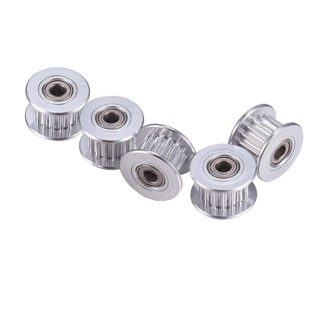 20T 4mm Bore 6mm GT2 Belt Smooth Idler Pulley Aluminum W/Bearing for 3D Printer